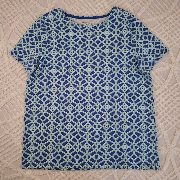 Talbots Tops - Talbots Plus Size X Blue Geometric Short Sleeve Scoop Neck T-Shirt Top Cotton